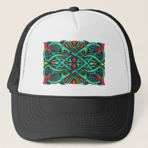 Brightly Colored Dragon Head Celtic Knot Trucker Hat