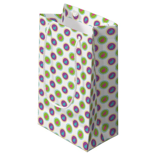 BRIGHTLY COLORED EASTER BUNNIES SMALL GIFT BAG (Front Angled)