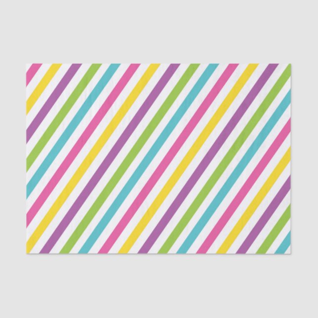 BRIGHTLY COLORED EASTER DIAGONAL STRIPES TISSUE PAPER (Front)