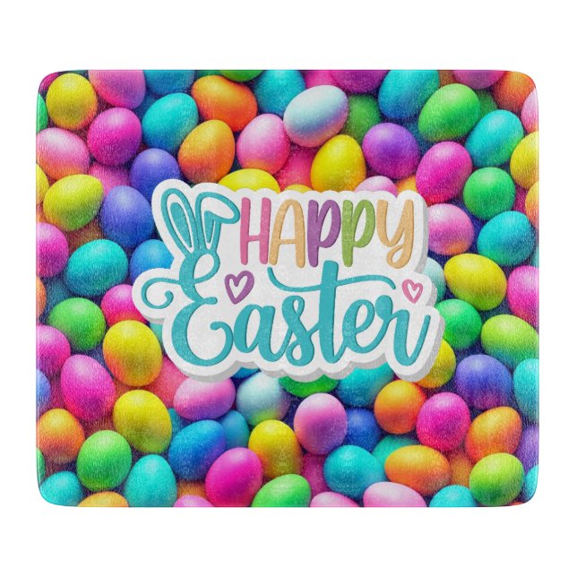 Brightly colored Easter Egg/Spring  Cutting Board (Front)