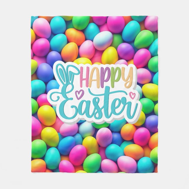 Brightly colored Easter Egg/Spring  Fleece Blanket (Front)