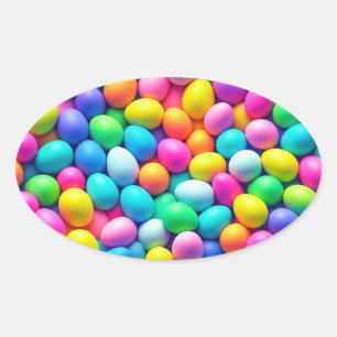 Brightly colored Easter Egg/Spring Oval Sticker