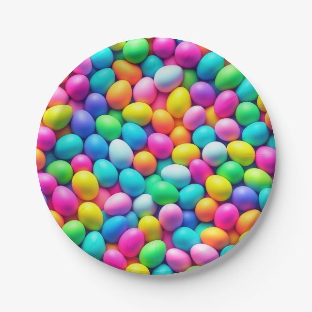 Brightly colored Easter Egg/Spring  Paper Plates (Front)
