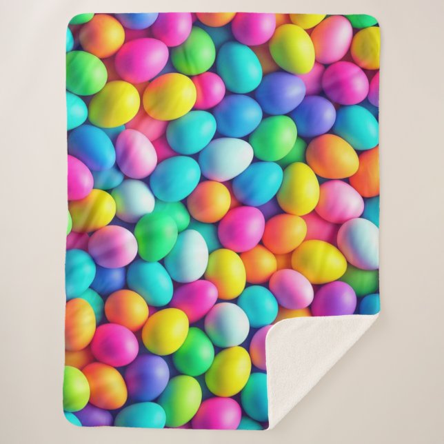 Brightly colored Easter Egg/Spring  Sherpa Blanket (Front)