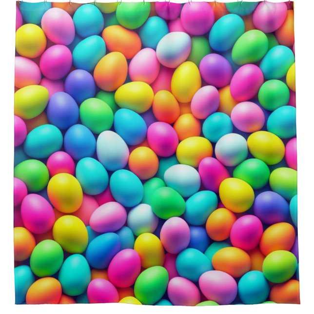 Brightly colored Easter Egg/Spring  Shower Curtain (Front)