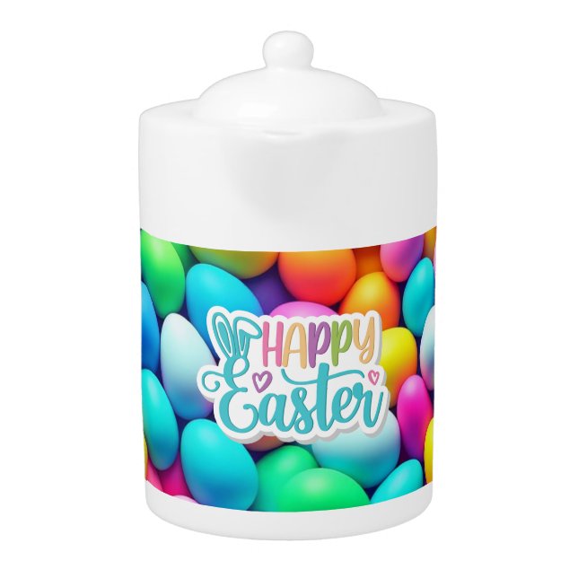 Brightly colored Easter Egg/Spring  Teapot (Front)