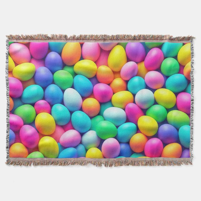 Brightly colored Easter Egg/Spring  Throw Blanket (Front)