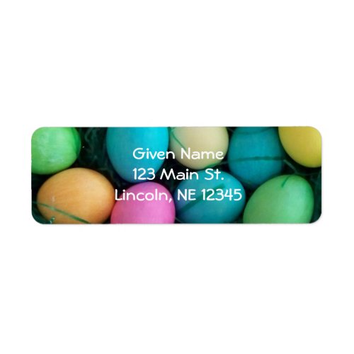 Brightly Colored Easter Eggs Basket Photo Label