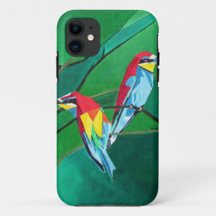 Brightly Colored European Bee Eaters Geometric Art iPhone 11 Case