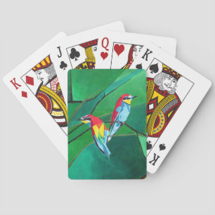 Brightly Colored European Bee Eaters Geometric Art Poker Cards