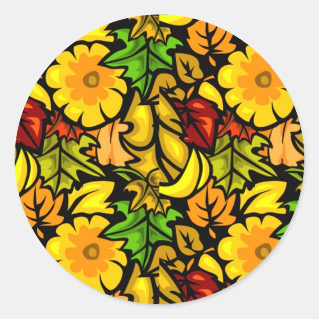 Brightly Colored Fall Leaves Design 2 Stickers (Front)