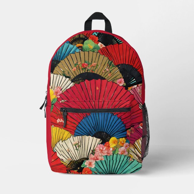 Brightly Colored Fans Flowers Backpack (Front)