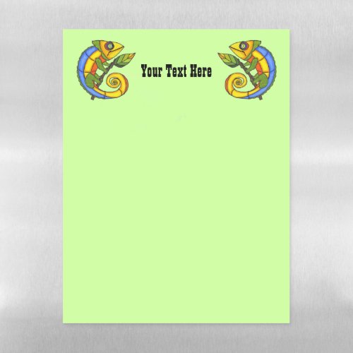 Brightly Colored Fantasy Lizzards Leaves Green Magnetic Dry Erase Sheet