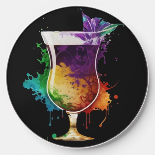 BRIGHTLY COLORED FESTIVE MARDI GRAS BEVERAGE WIRELESS CHARGER 