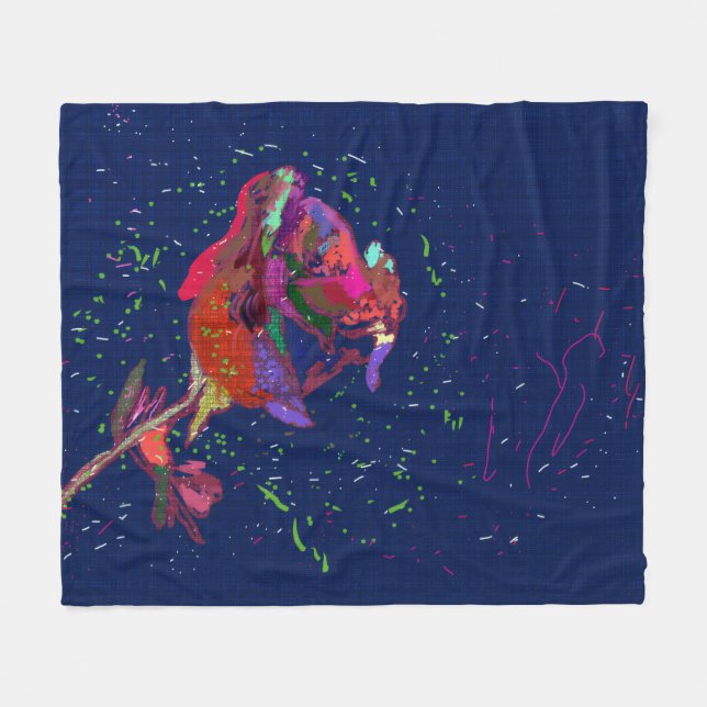 Brightly Colored Flower Fleece Blanket (Front (Horizontal))