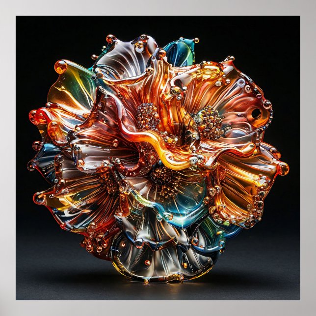 Brightly colored flower glass sculpture poster (Front)