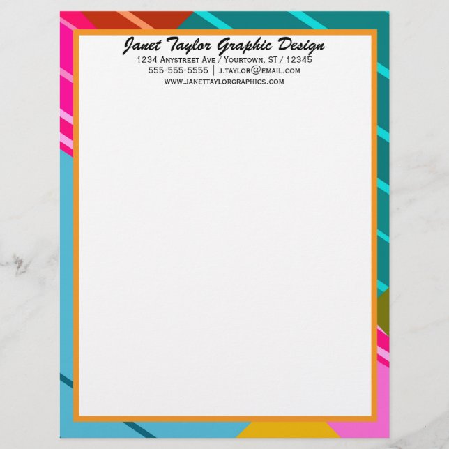 Brightly Colored Geometric Graphic Design Letterhead (Front)