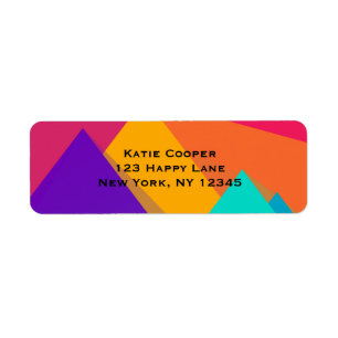 Brightly Colored Geometric Triangles and Pyramids Label