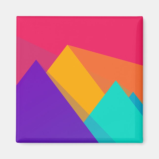 Brightly Colored Geometric Triangles and Pyramids Magnet (Front)