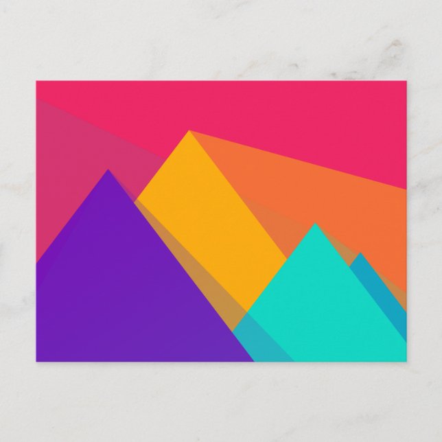 Brightly Colored Geometric Triangles and Pyramids Postcard (Front)