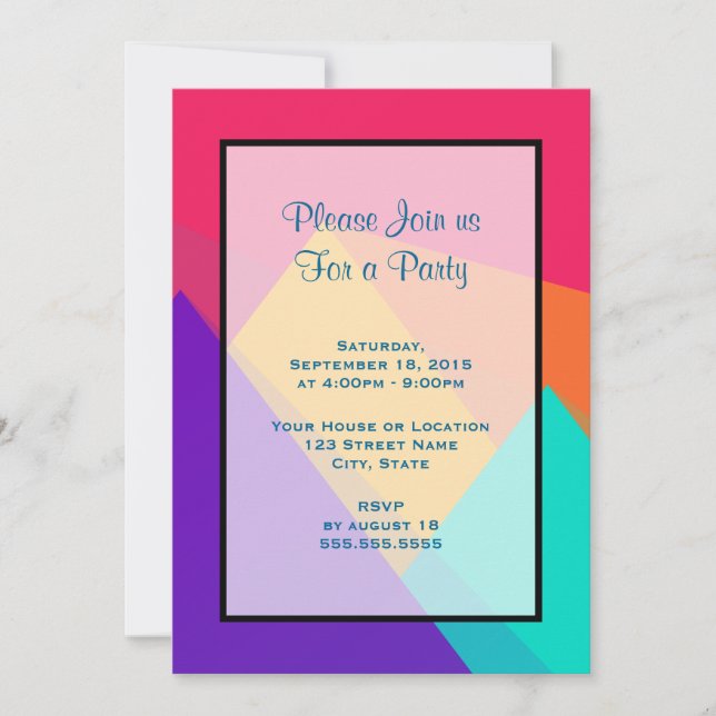 Brightly Colored Geometric Triangles Generic Party Invitation (Front)