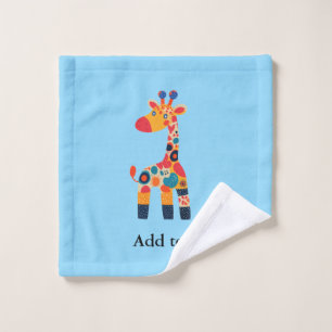 Brightly Colored Giraffe Cartoon Wash Cloth