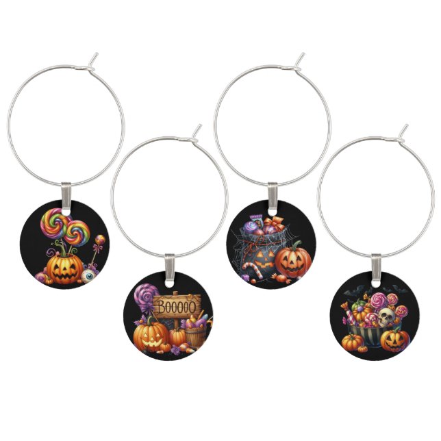BRIGHTLY COLORED HALLOWEEN CANDY WINE CHARM (Staggered)