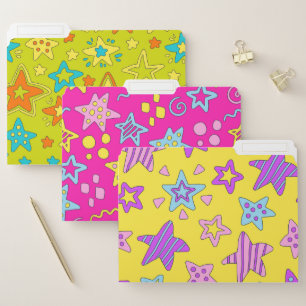 BRIGHTLY COLORED HAND DRAWN STARS FILE FOLDER
