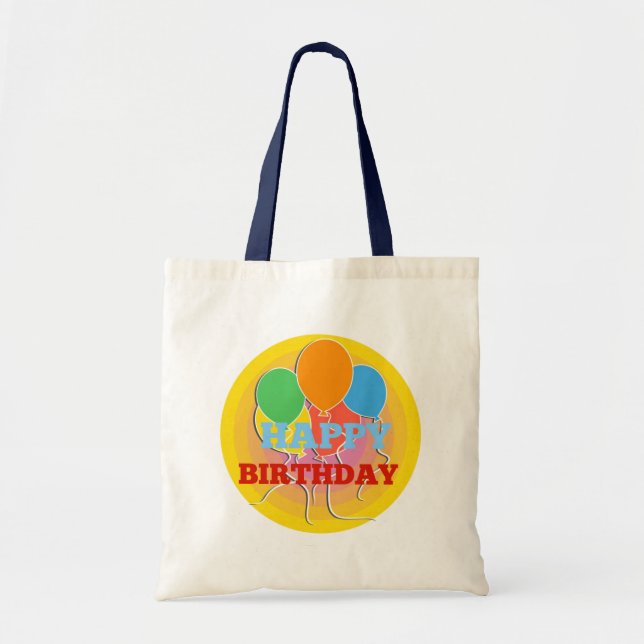 Brightly Colored Happy Birthdday Balloons Tote Bag (Front)