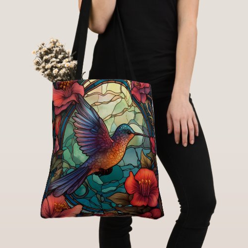 Brightly Colored Hummingbird Tote Bag