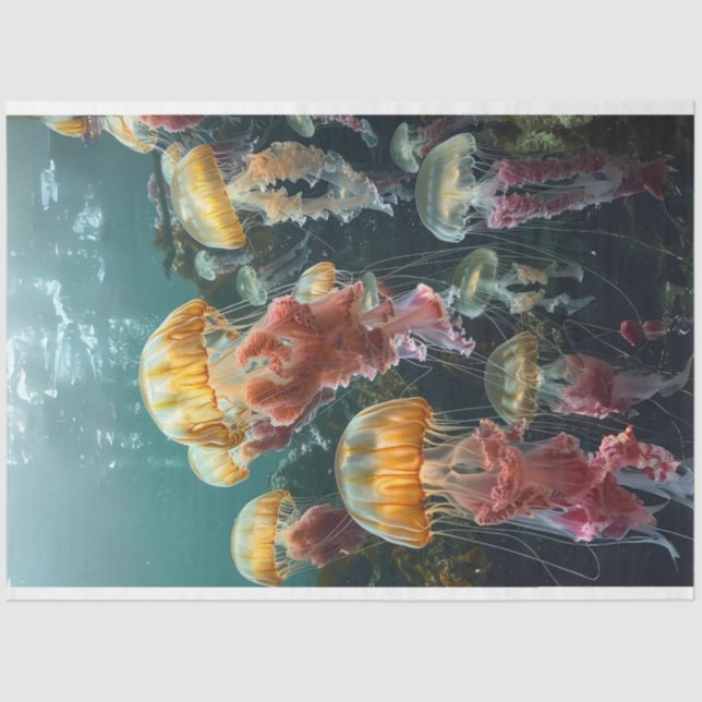 Brightly Colored Jellyfish Decoupage Tissue Paper (Front)