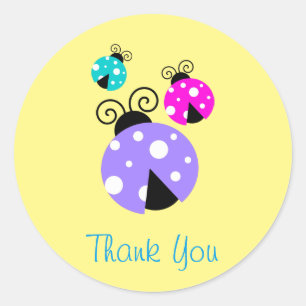 Brightly Colored Ladybugs Thank You Classic Round Sticker