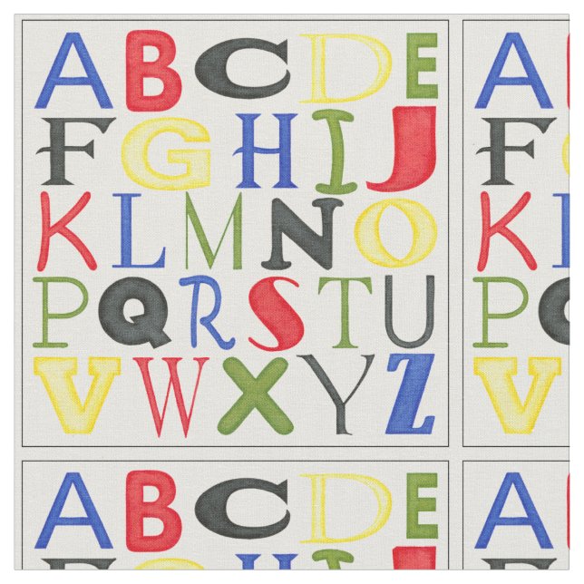 Brightly Colored Letters by Megan Meagher Fabric (Close Up)