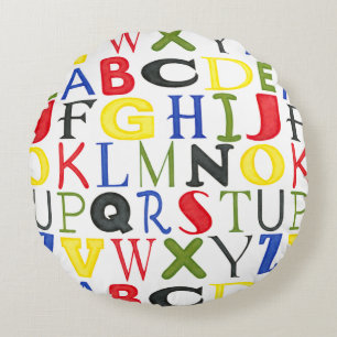 Brightly Colored Letters by Megan Meagher Round Pillow