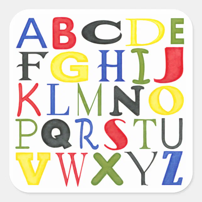 Brightly Colored Letters by Megan Meagher Square Sticker | Zazzle