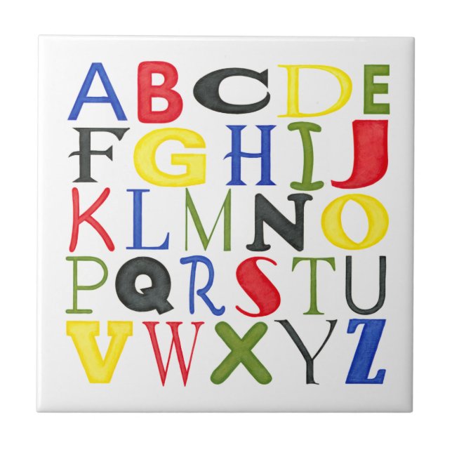 Brightly Colored Letters by Megan Meagher Tile (Front)