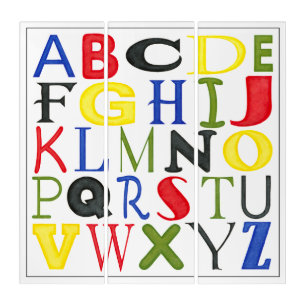 Brightly Colored Letters by Megan Meagher Triptych