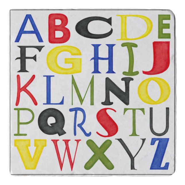 Brightly Colored Letters by Megan Meagher Trivet (Front)