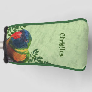 Brightly Colored Macaw Parrot Green Leaves Golf Head Cover