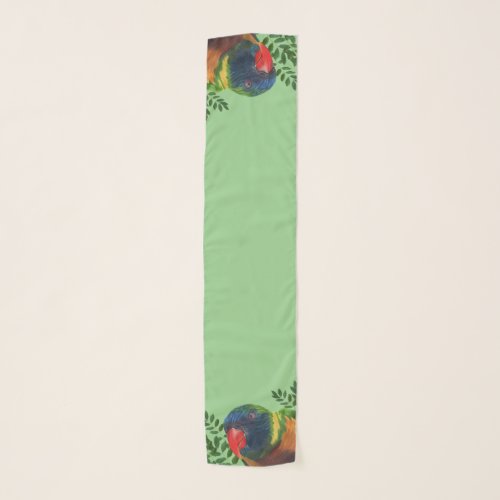 Brightly Colored Macaw Parrots Red Beaks Leaves Scarf