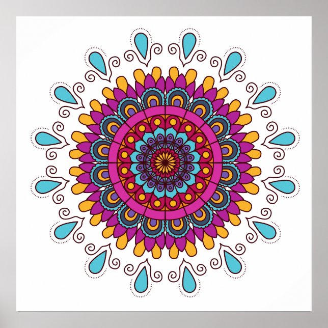 Brightly Colored Mandala Poster (Front)