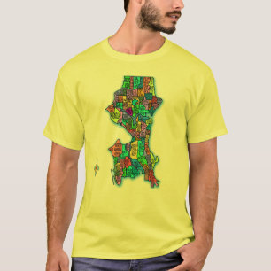Brightly Colored Map of Seattle T-Shirt