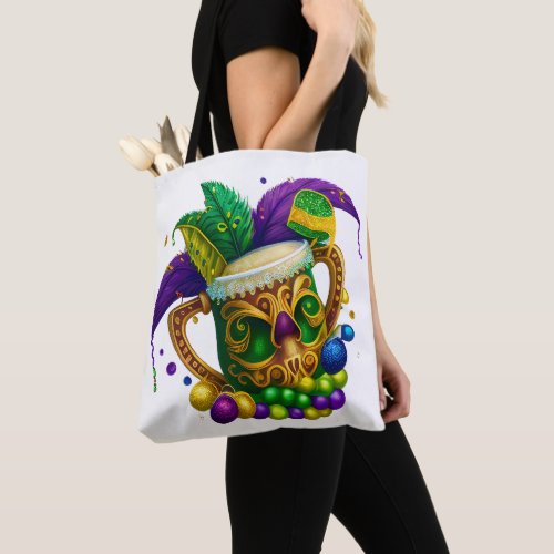 BRIGHTLY COLORED MARDI GRAS BEVERAGES TOTE BAG