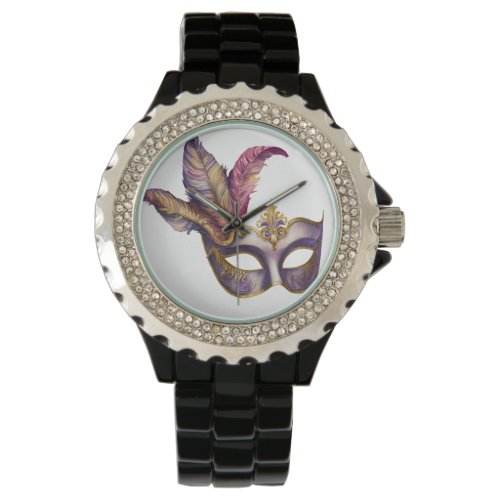 BRIGHTLY COLORED MARDI GRAS FACE MASKS WATCH