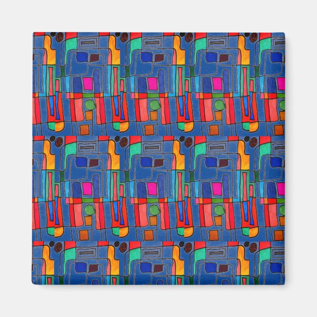 Brightly colored modern abstract design  magnet (Front)