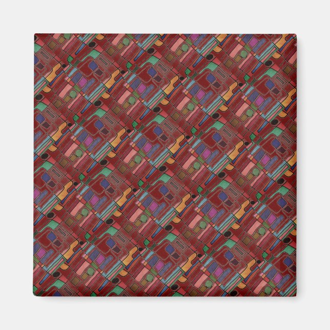 Brightly colored modern abstract design  magnet (Front)
