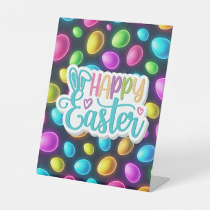 Brightly colored/neon Easter Egg/Spring Pedestal Sign