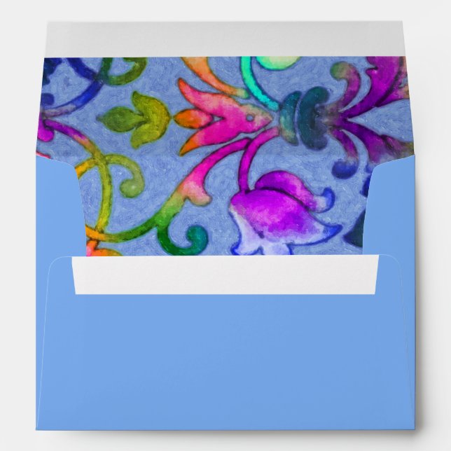 Brightly Colored Painted Damask Envelope (Back (Bottom))