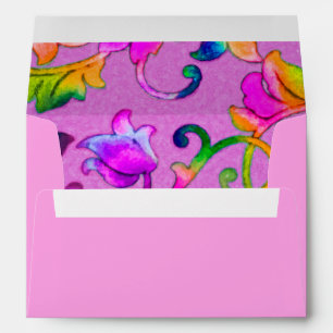 Brightly Colored Painted Damask Envelope
