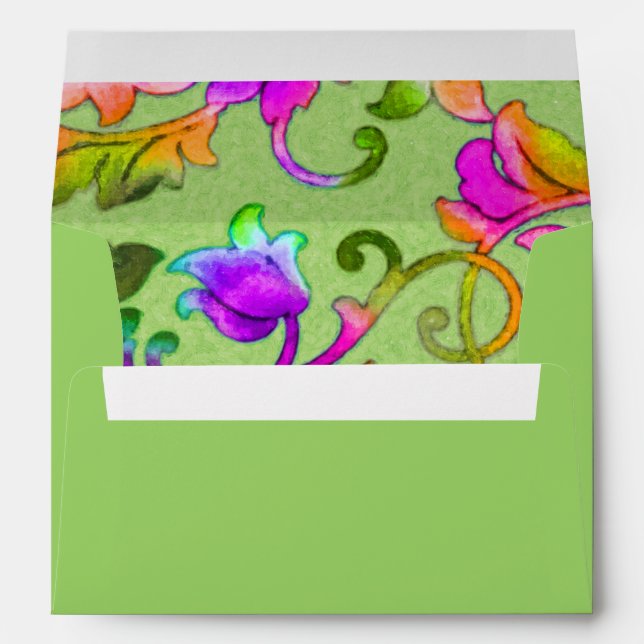Brightly Colored Painted Damask Envelope (Back (Bottom))